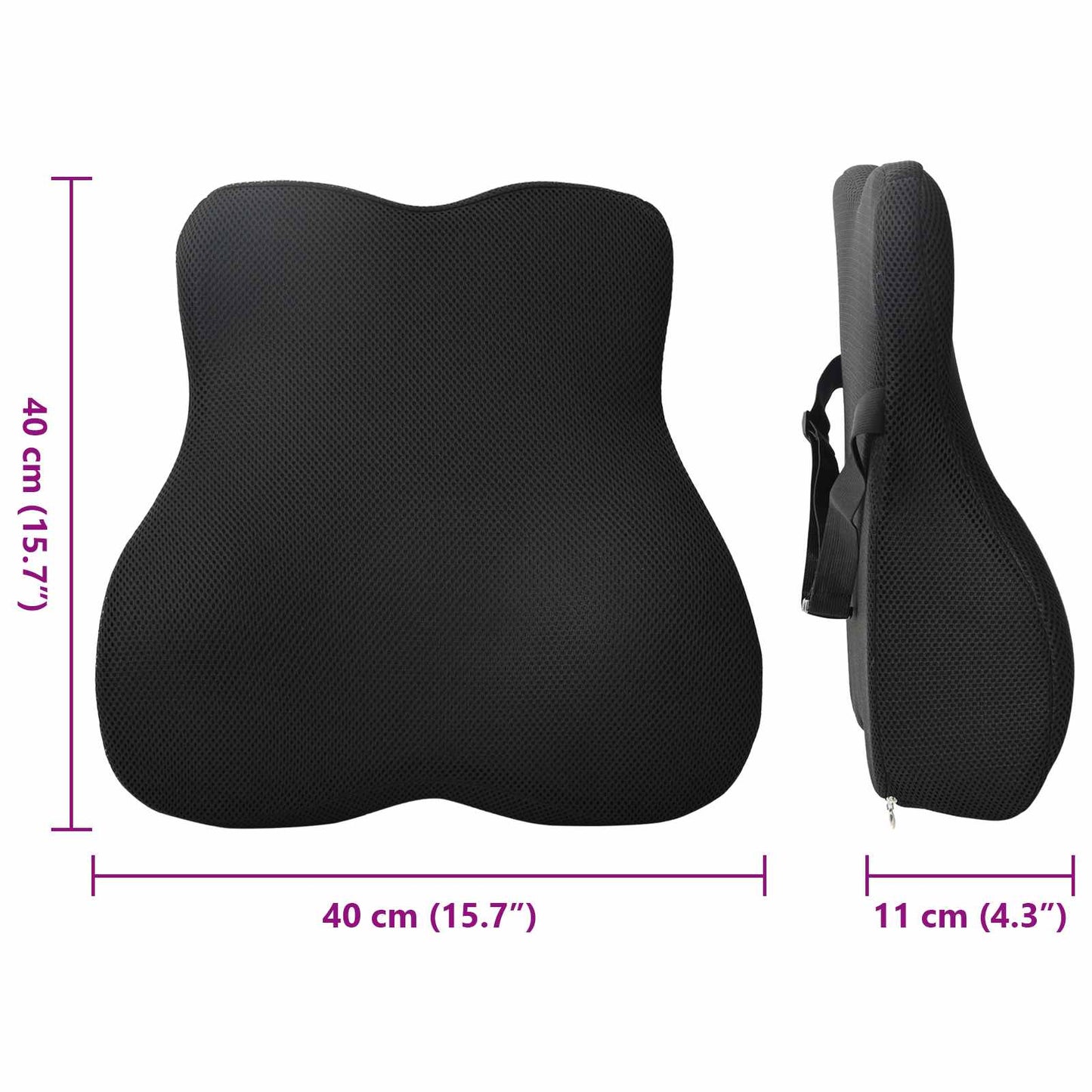 Cuscino lombare Nero Schiuma Memory 40 x 40 x 11 cm | homemem39