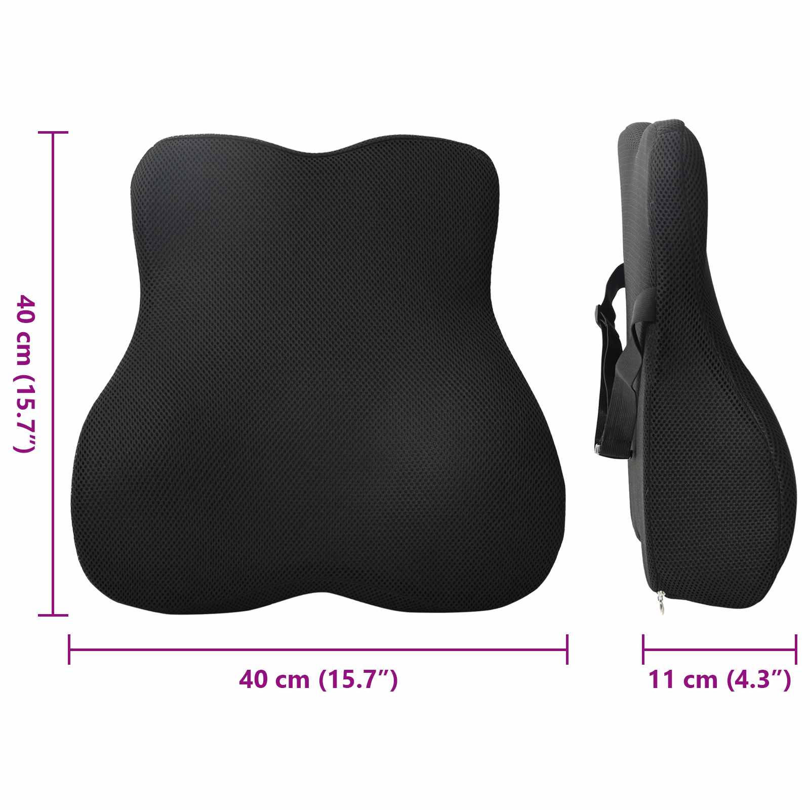 Cuscino lombare Nero Schiuma Memory 40 x 40 x 11 cm | homemem39