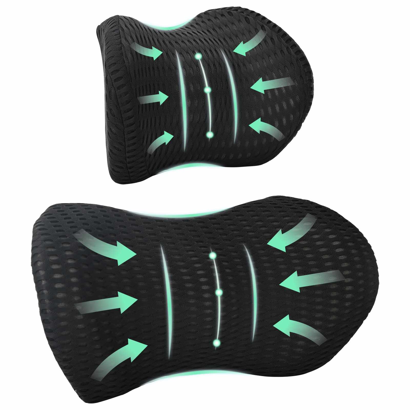 Cuscino cervicale, Cuscino lombare Nero Schiuma Memory | homemem39