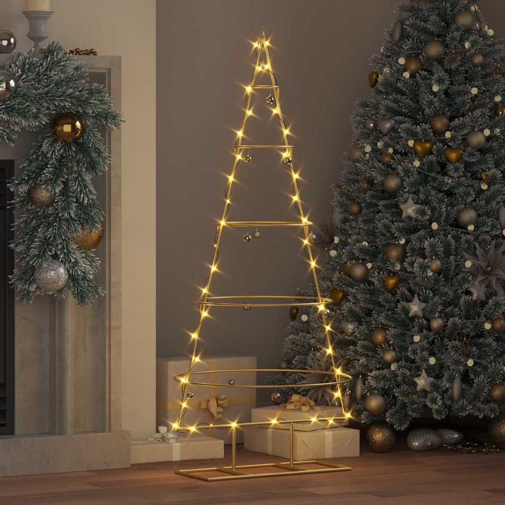 Albero di Natale in metallo con supporto Oro 125 cm