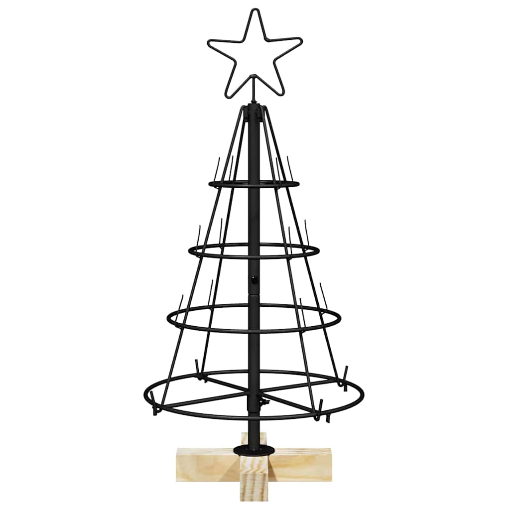 Albero a Cono di Natale con supporto Nero 60 cm Acciaio