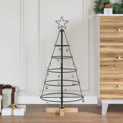 Albero a Cono di Natale con supporto Nero 90 cm Acciaio