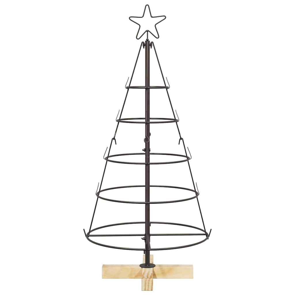 Albero a Cono di Natale con supporto Nero 90 cm Acciaio