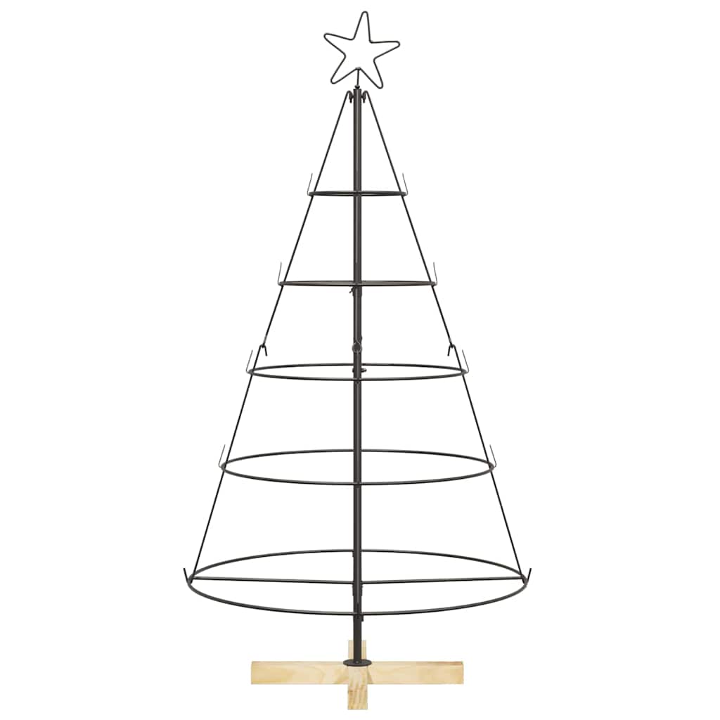 Albero a Cono di Natale con supporto Nero 125 cm Acciaio