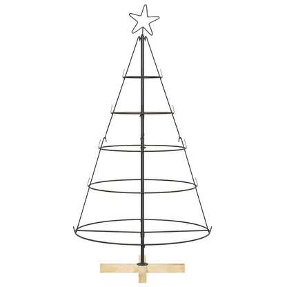 Albero a Cono di Natale con supporto Nero 125 cm Acciaio