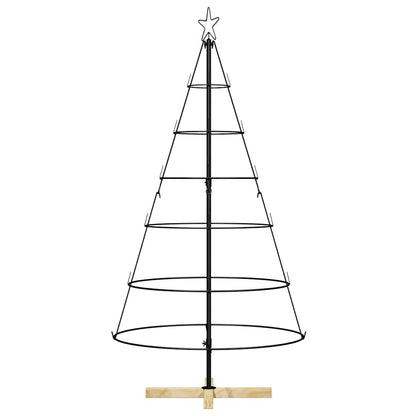 Albero a Cono di Natale con supporto Nero 150 cm Acciaio