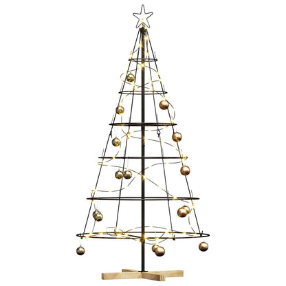 Albero a Cono di Natale con supporto Nero 150 cm Acciaio
