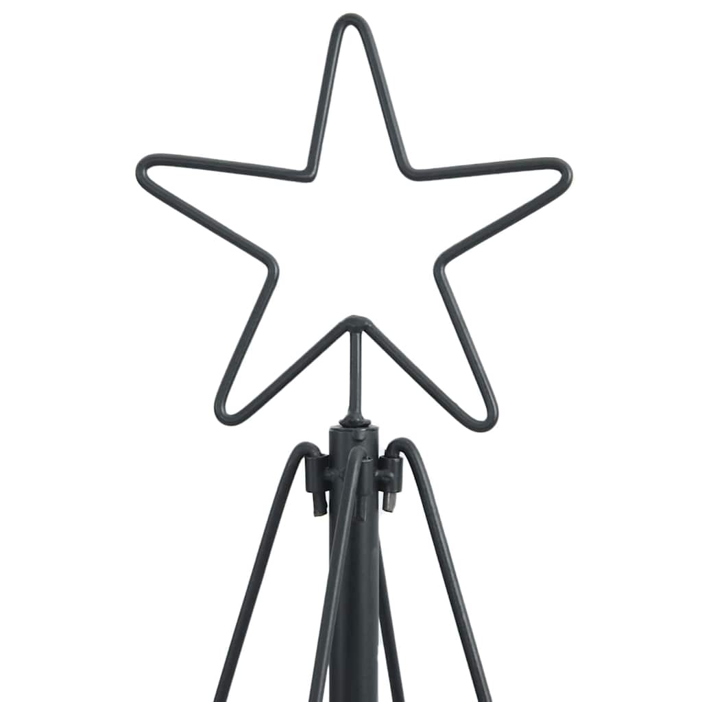 Albero a Cono di Natale con supporto Nero 180 cm Acciaio