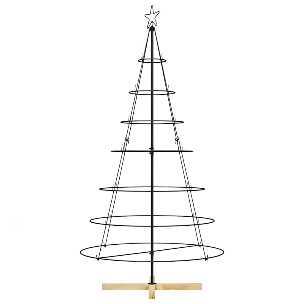 Albero a Cono di Natale con supporto Nero 180 cm Acciaio