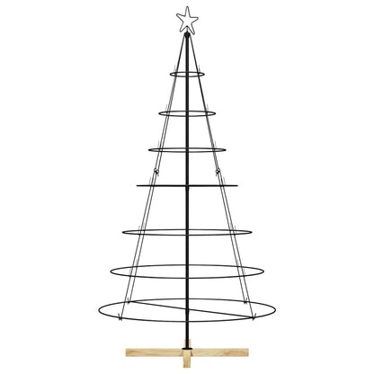 Albero a Cono di Natale con supporto Nero 180 cm Acciaio
