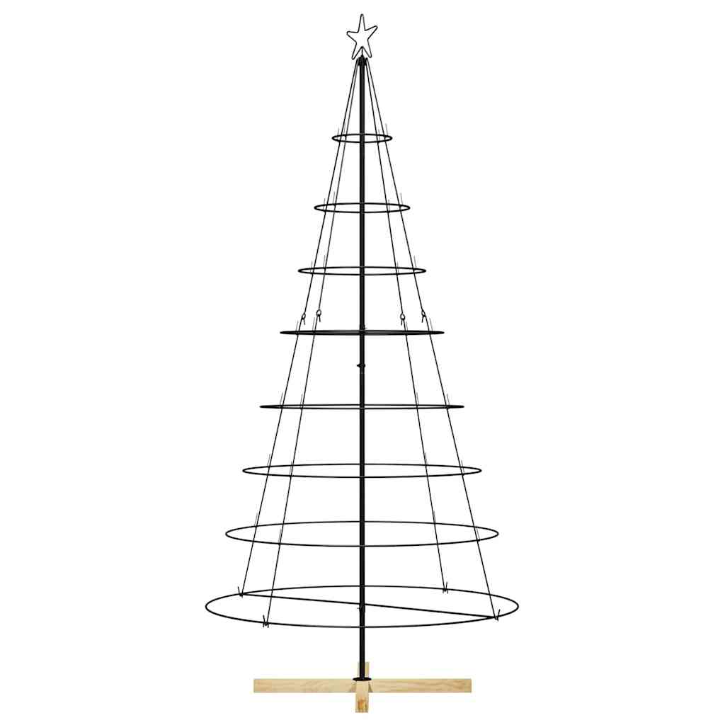 Albero a Cono di Natale con supporto Nero 210 cm Acciaio