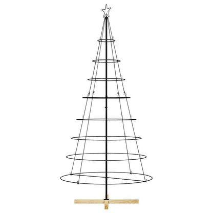 Albero a Cono di Natale con supporto Nero 210 cm Acciaio