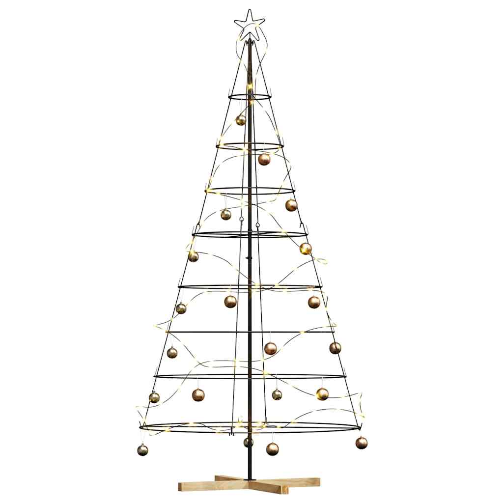Albero a Cono di Natale con supporto Nero 210 cm Acciaio