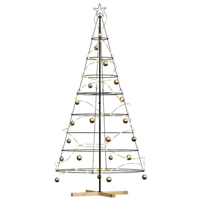 Albero a Cono di Natale con supporto Nero 210 cm Acciaio