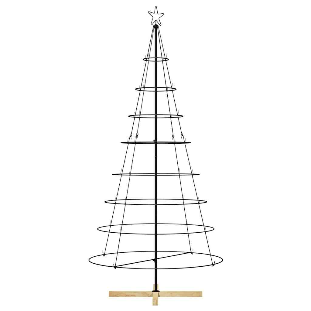 Albero a Cono di Natale con supporto Nero 210 cm Acciaio
