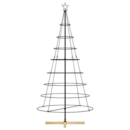Albero a Cono di Natale con supporto Nero 210 cm Acciaio