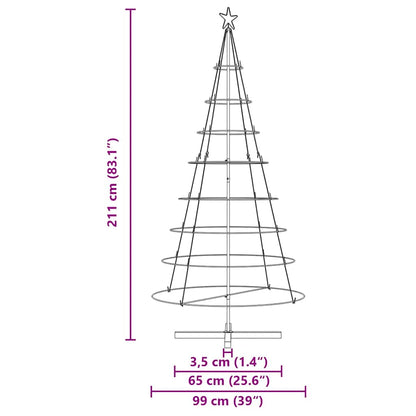 Albero a Cono di Natale con supporto Nero 210 cm Acciaio