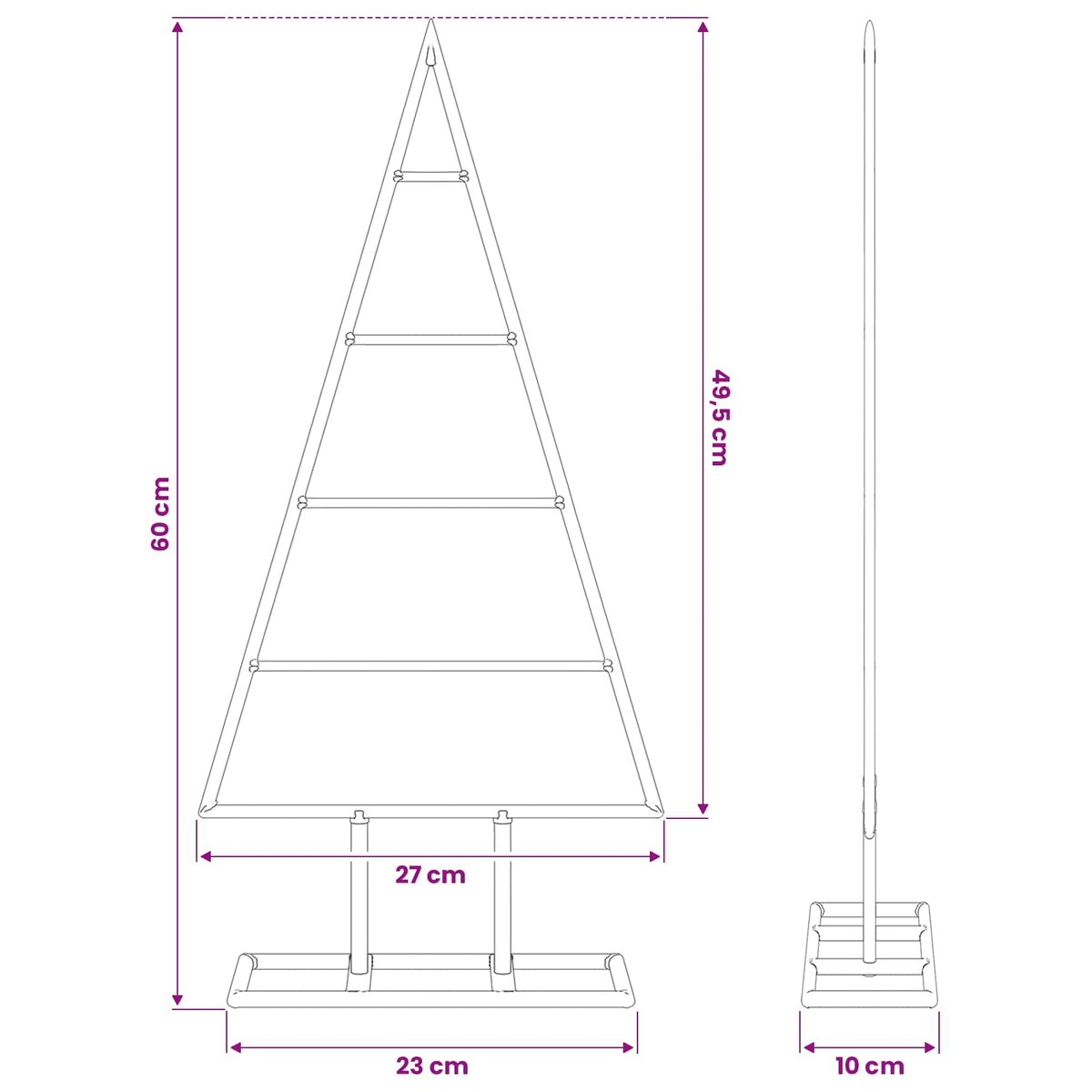 Albero di Natale in metallo Oro 60 cm