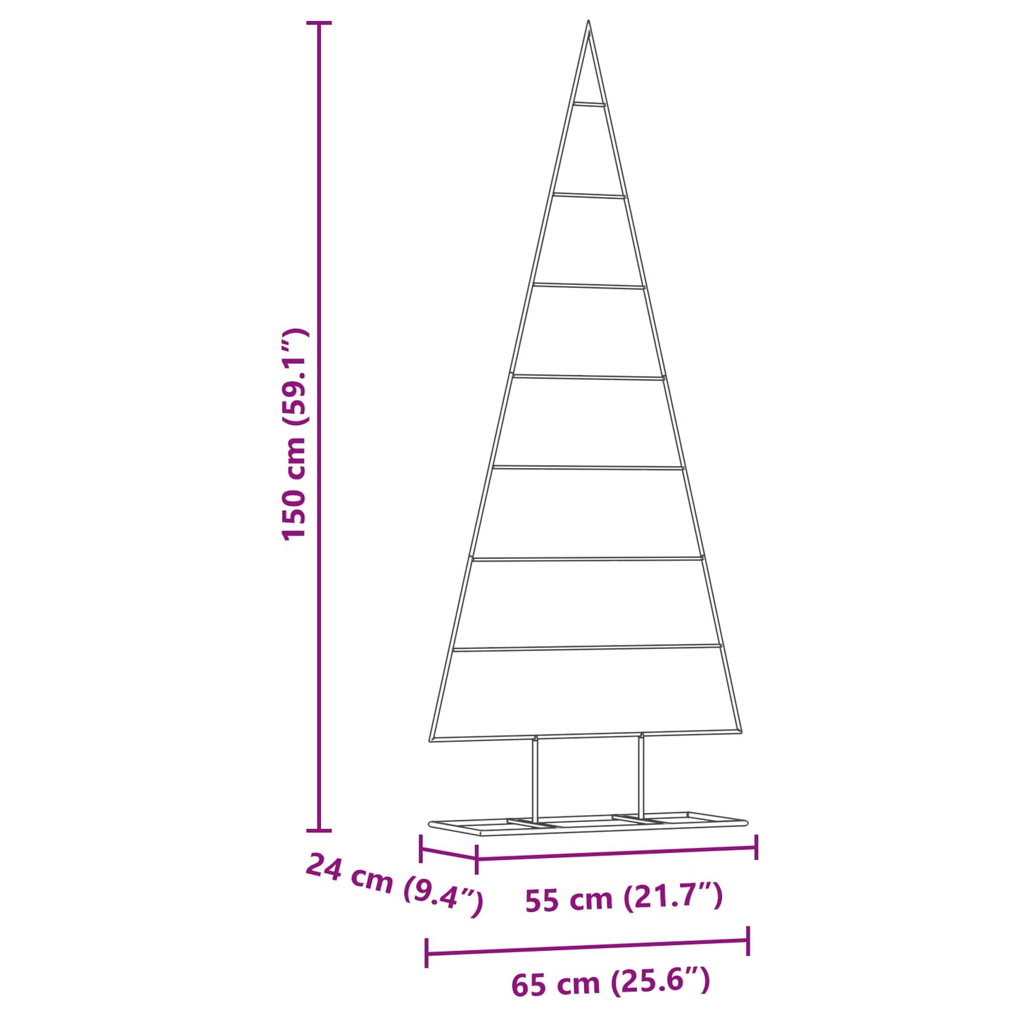 Albero di Natale in metallo con supporto Oro 150 cm