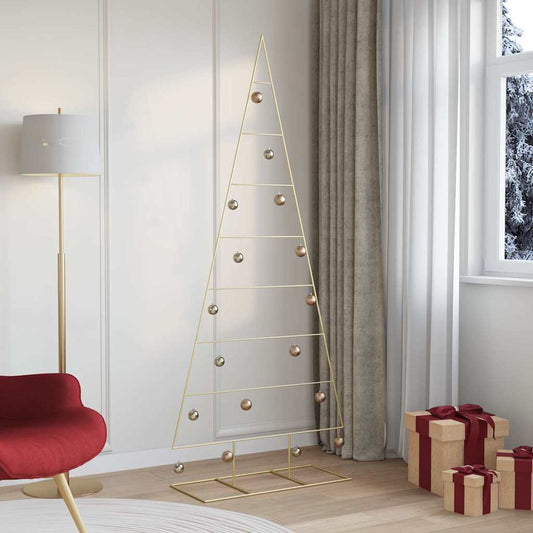 Albero di Natale in metallo con supporto Oro 210 cm