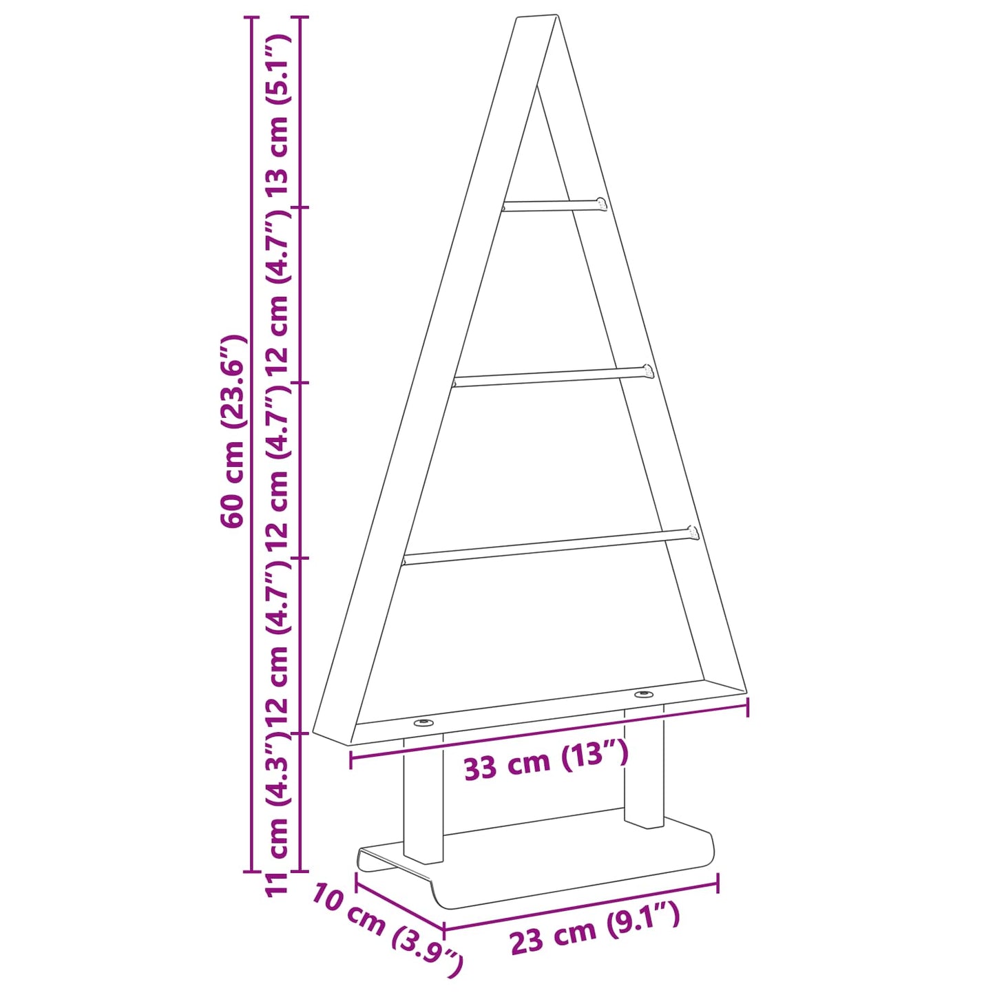 Albero di Natale in metallo con supporto Nero 60 cm Acciaio