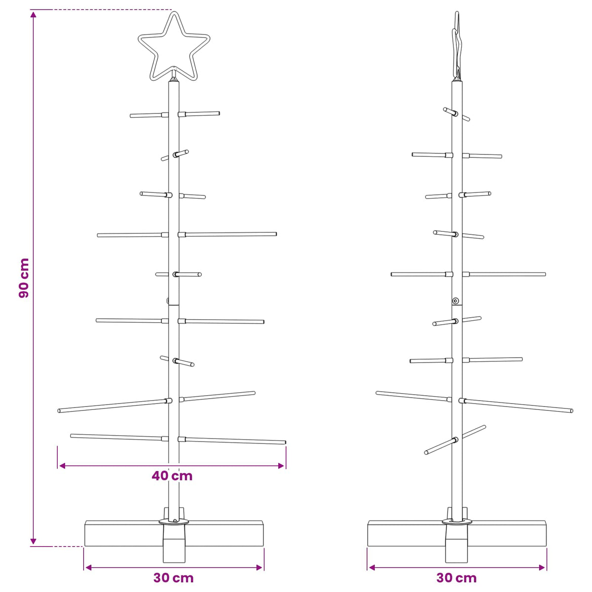 Albero di Natale in metallo Nero 89 cm