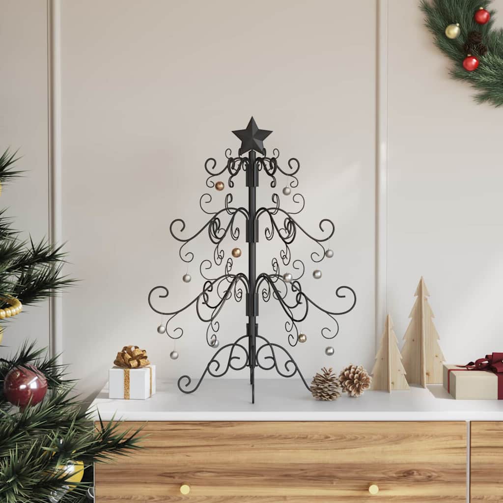 Albero di Natale in metallo con supporto Nero 60 cm