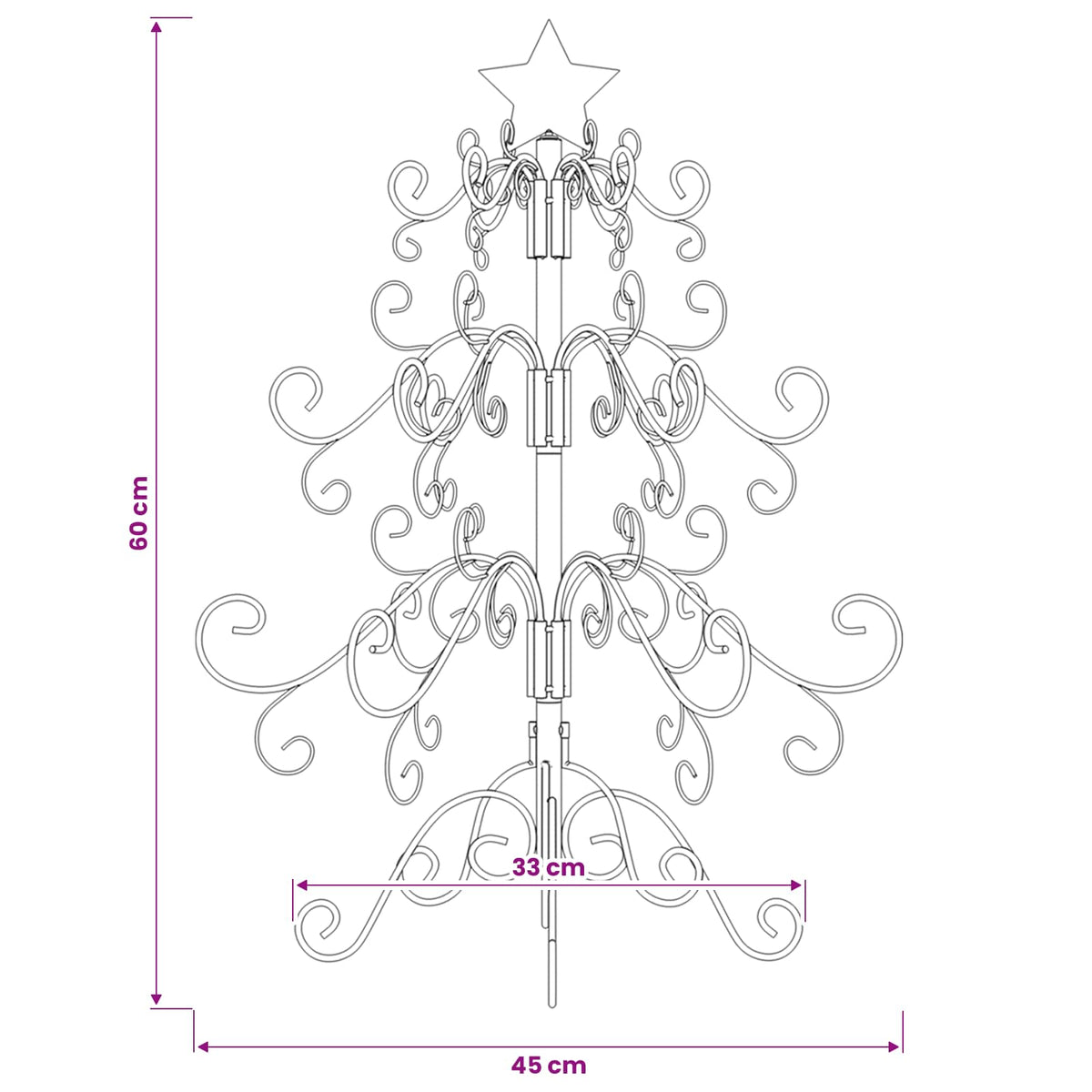 Albero di Natale in metallo Nero 61 cm | homemem39