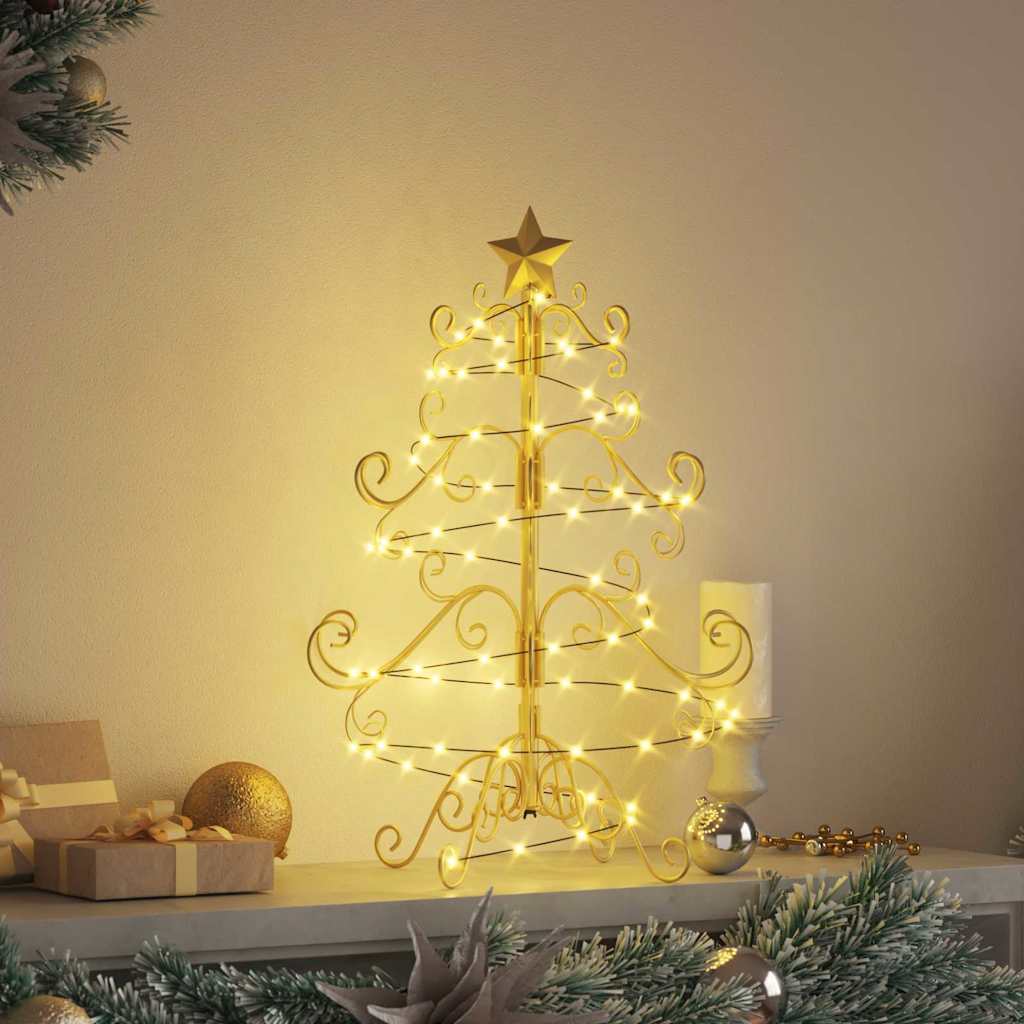 Albero di Natale in metallo con supporto Oro 60 cm