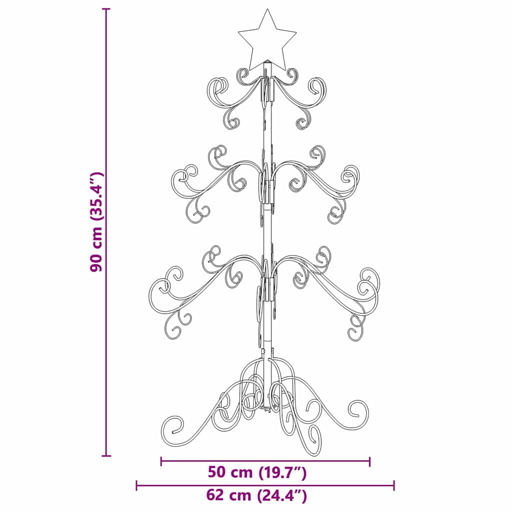 Albero di Natale in metallo con supporto Oro 90 cm