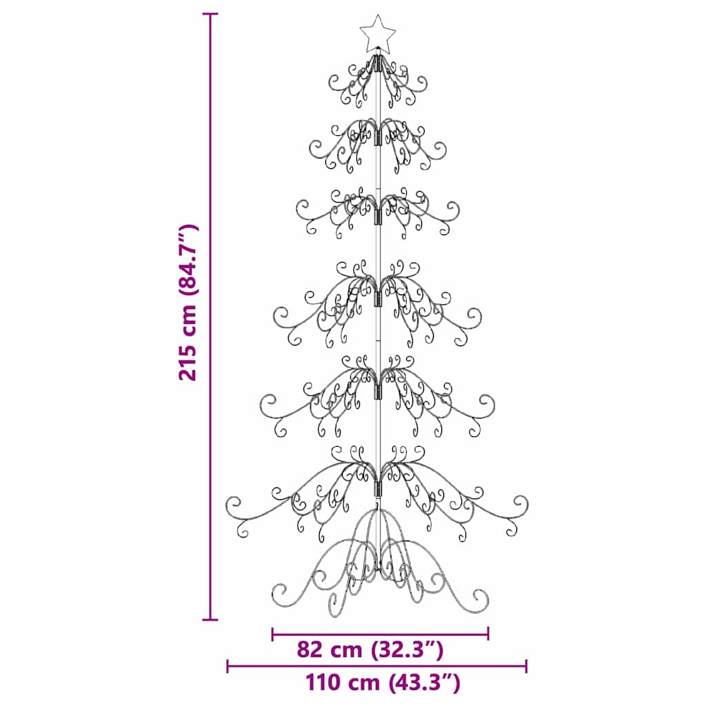 Albero di Natale in metallo con supporto Oro 215 cm