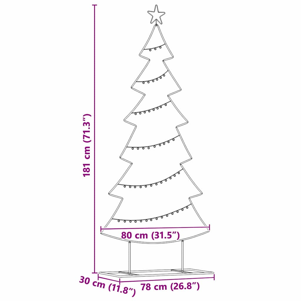 Albero di Natale in metallo con supporto Nero 180 cm Acciaio