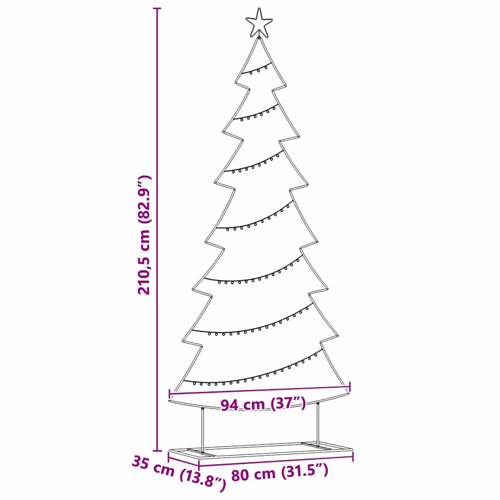 Albero di Natale in metallo con supporto Nero 210 cm Acciaio