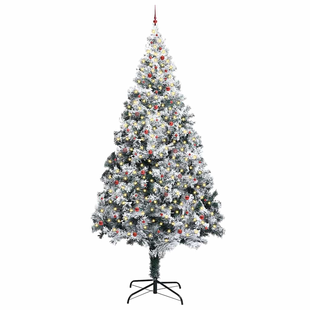 Albero di Natale artificiale preilluminato con set di palline