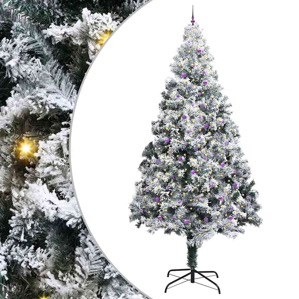 Albero di Natale Artificiale Pre-illuminato con Set di Palline
