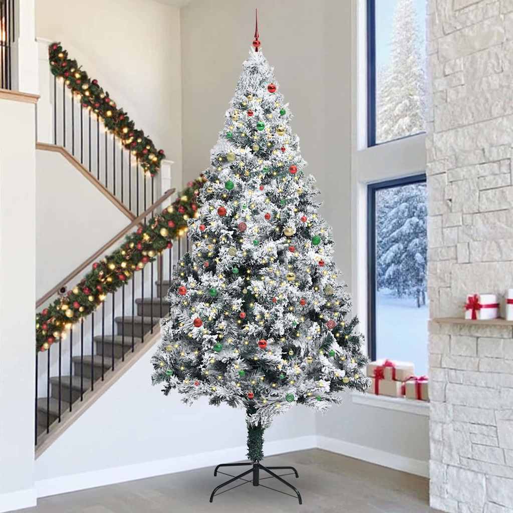 Albero di Natale artificiale preilluminato con set di palline