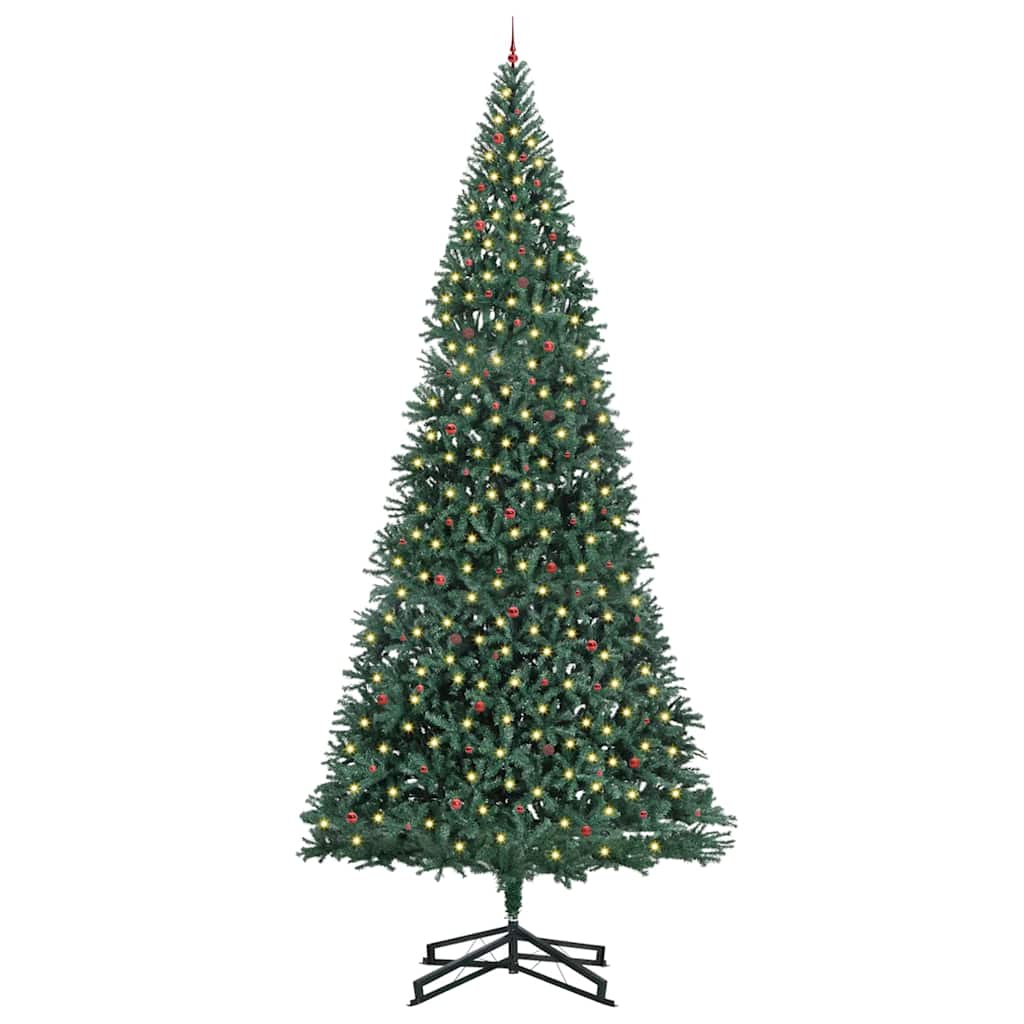 Albero di Natale Artificiale Pre-illuminato con Set di Palline