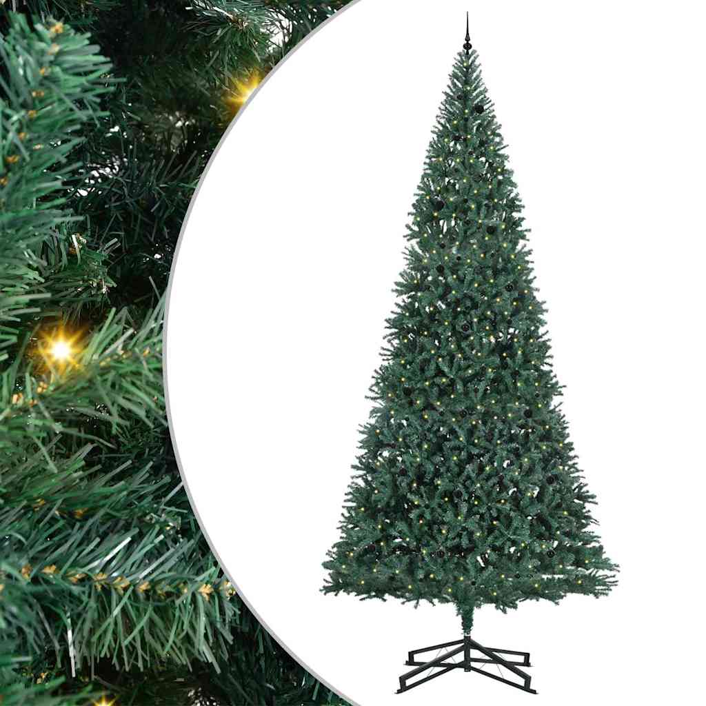 Albero di Natale Artificiale Pre-illuminato con Set di Palline