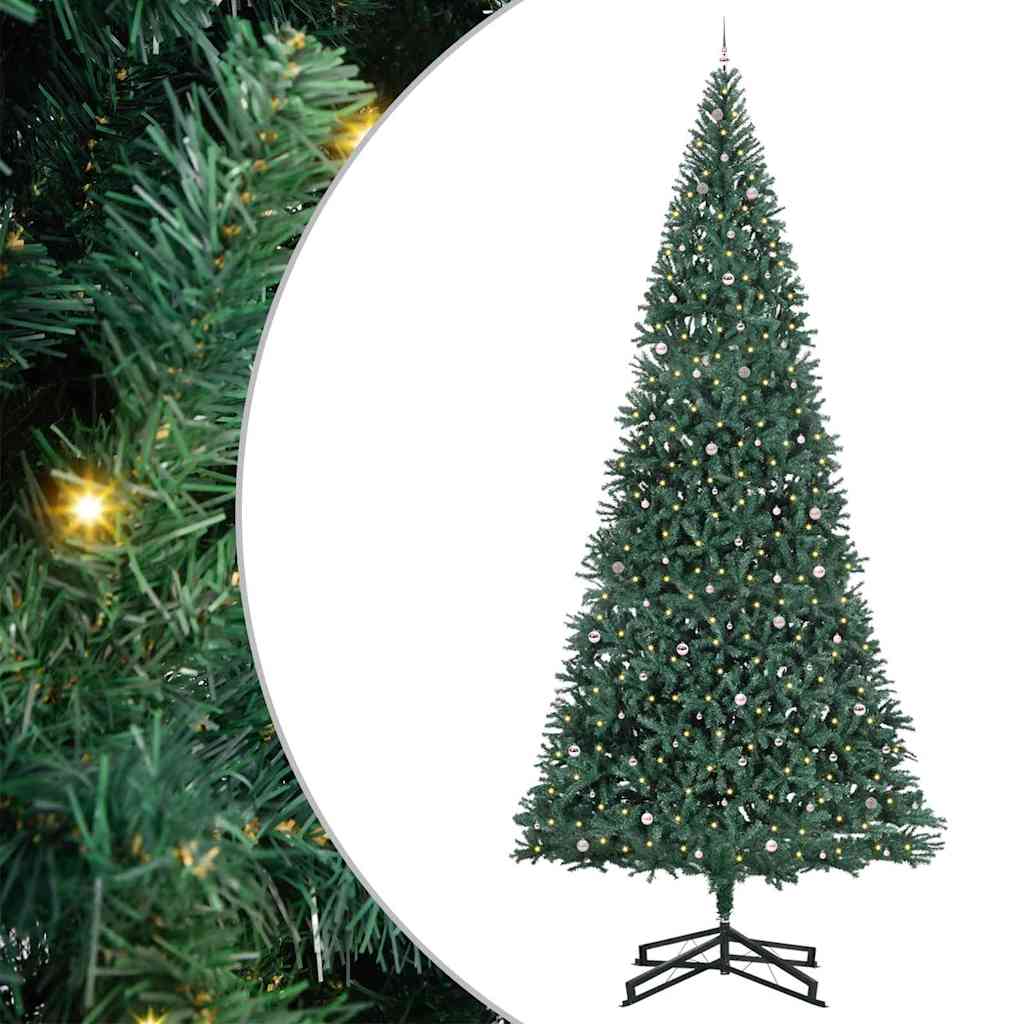 Albero di Natale Artificiale Pre-illuminato con Set di Palline