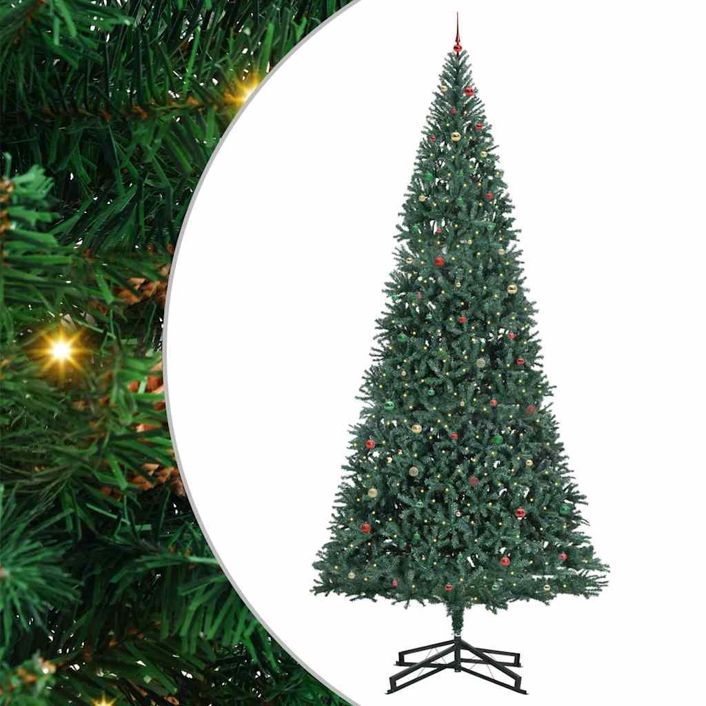 Albero di Natale Artificiale Pre-illuminato con Set di Palline