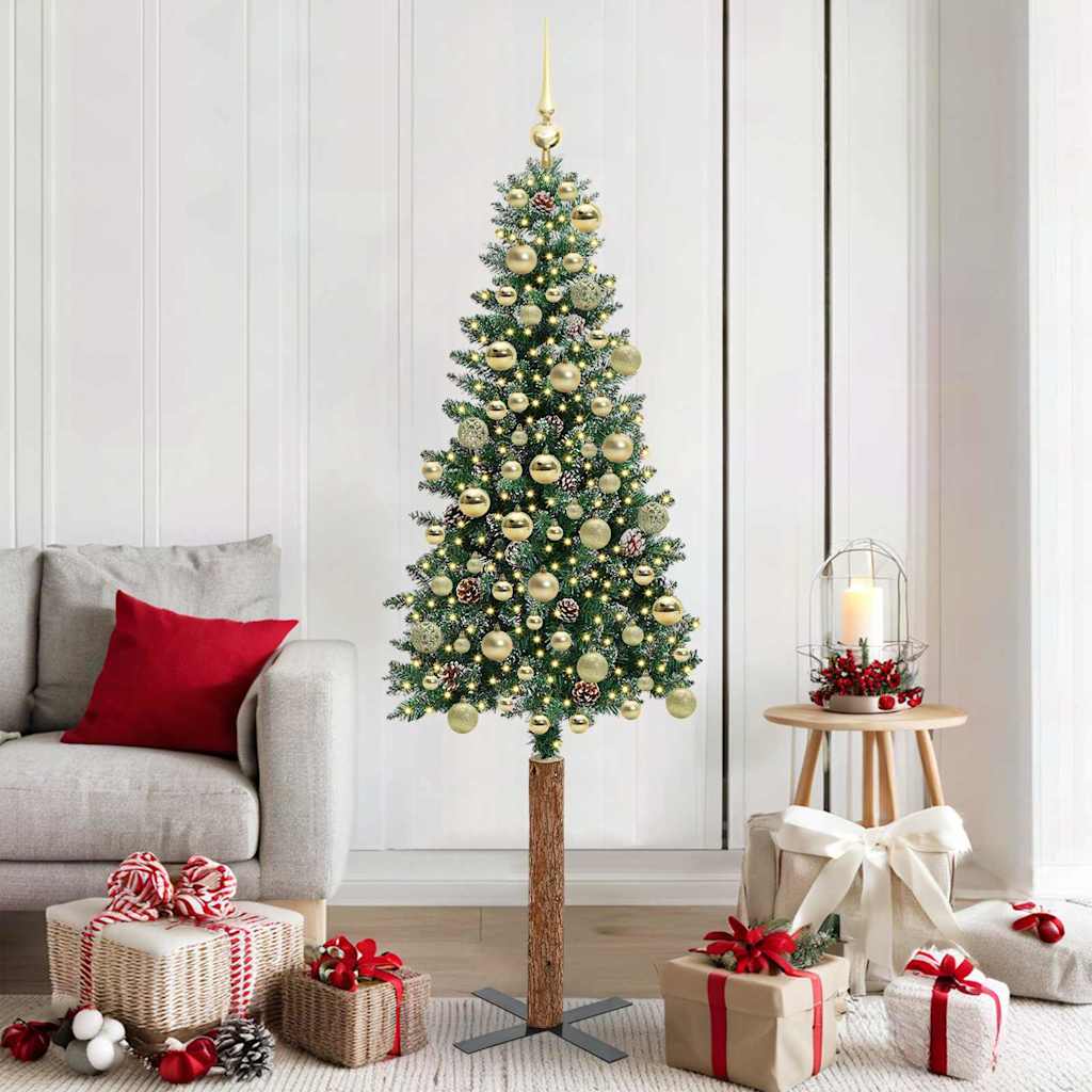 Albero di Natale snodato con 300 LED Verde e Bianco 180 cm