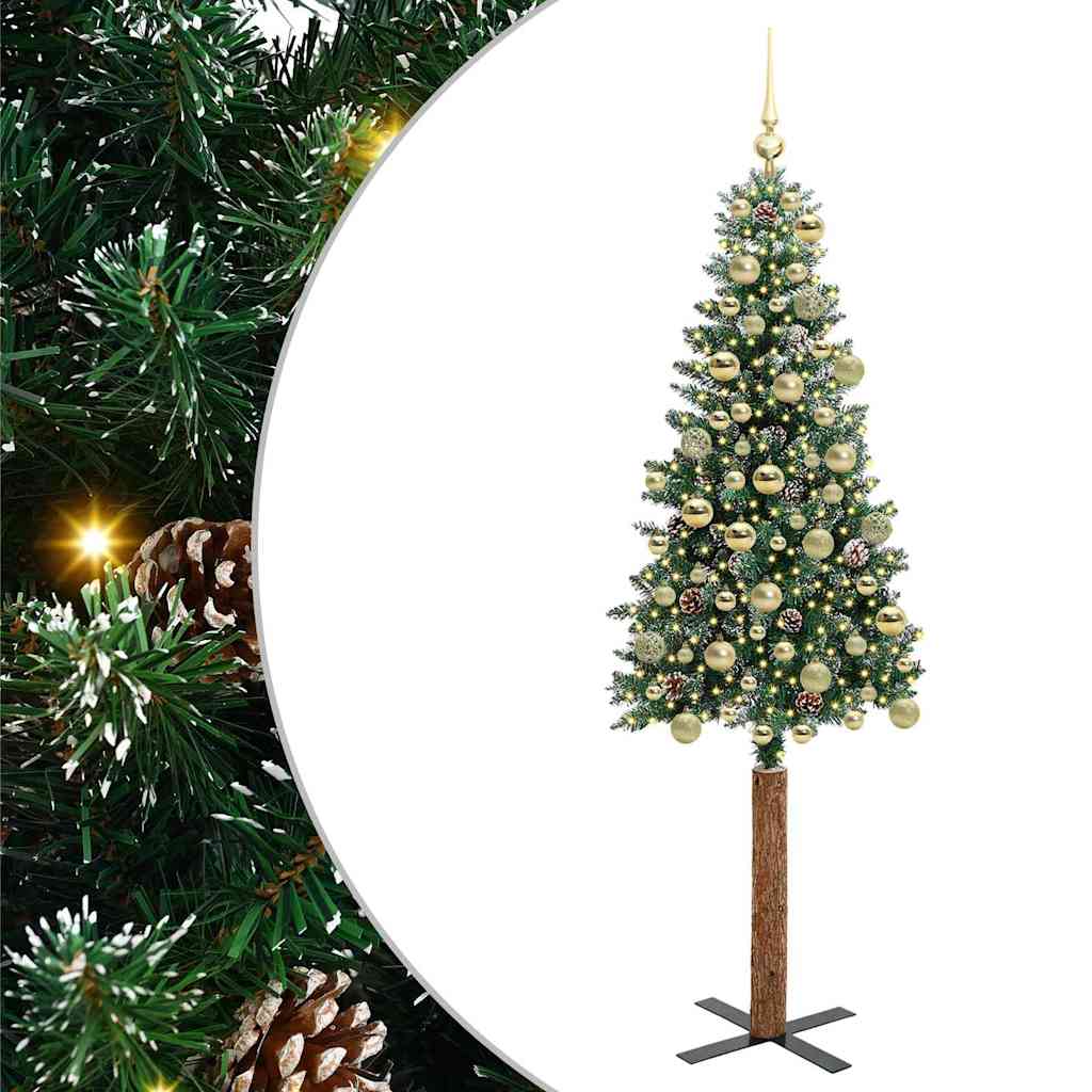 Albero di Natale snodato con 300 LED Verde e Bianco 180 cm