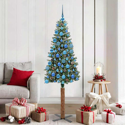 Albero di Natale snodato con 300 LED Verde e Bianco 180 cm