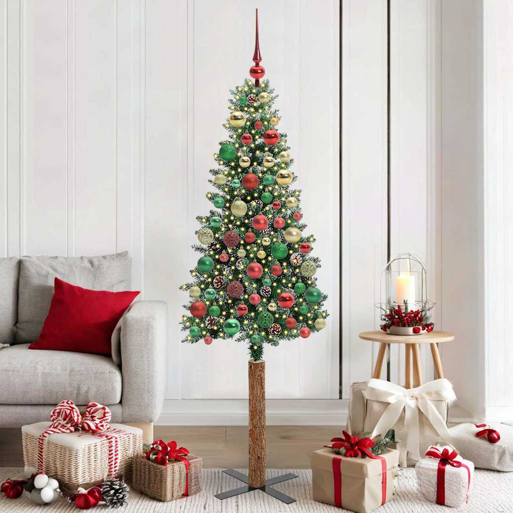 Albero di Natale snodato con 300 LED Verde e Bianco 180 cm