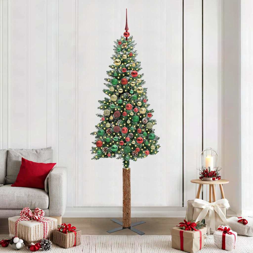 Albero di Natale snodato con 300 LED Verde e Bianco 210 cm
