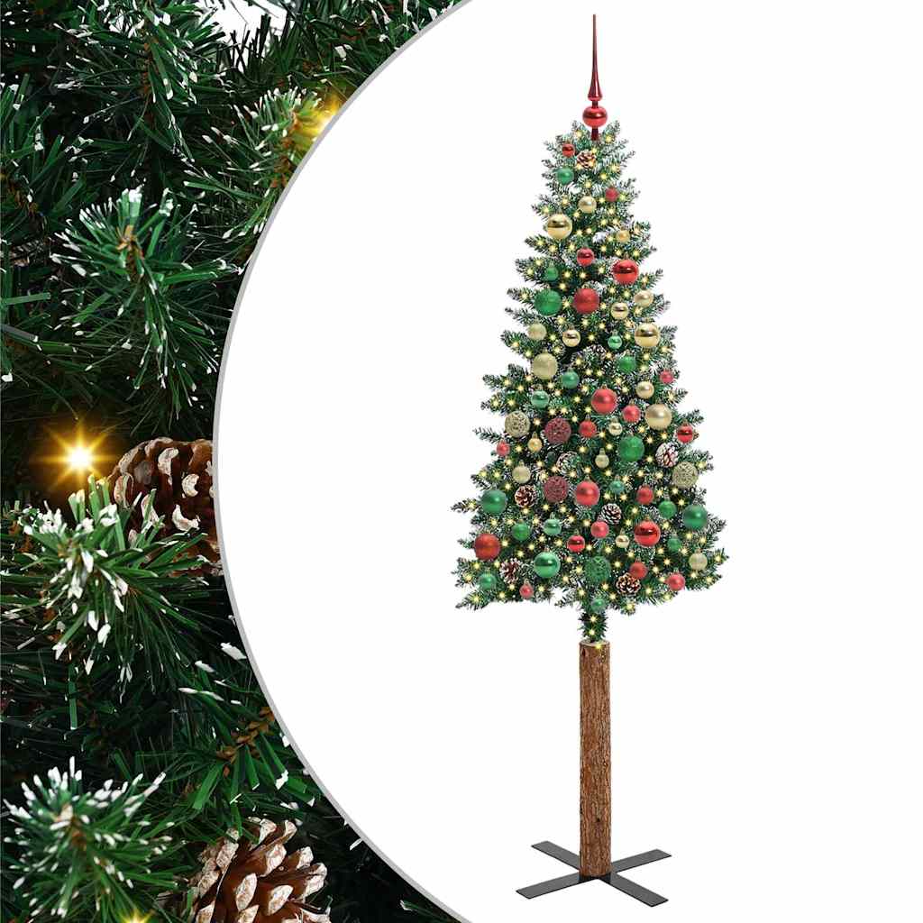 Albero di Natale snodato con 300 LED Verde e Bianco 210 cm
