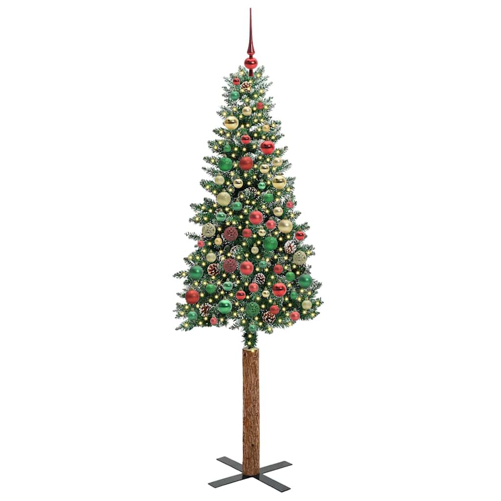 Albero di Natale snodato con 300 LED Verde e Bianco 210 cm