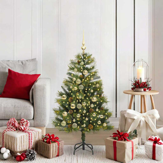 Albero di Natale artificiale pieghevole con coni Verde 120 cm
