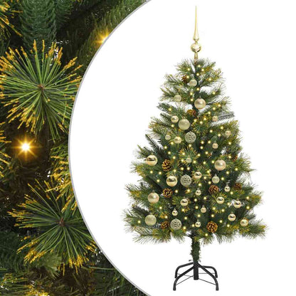Albero di Natale artificiale pieghevole con coni Verde 120 cm