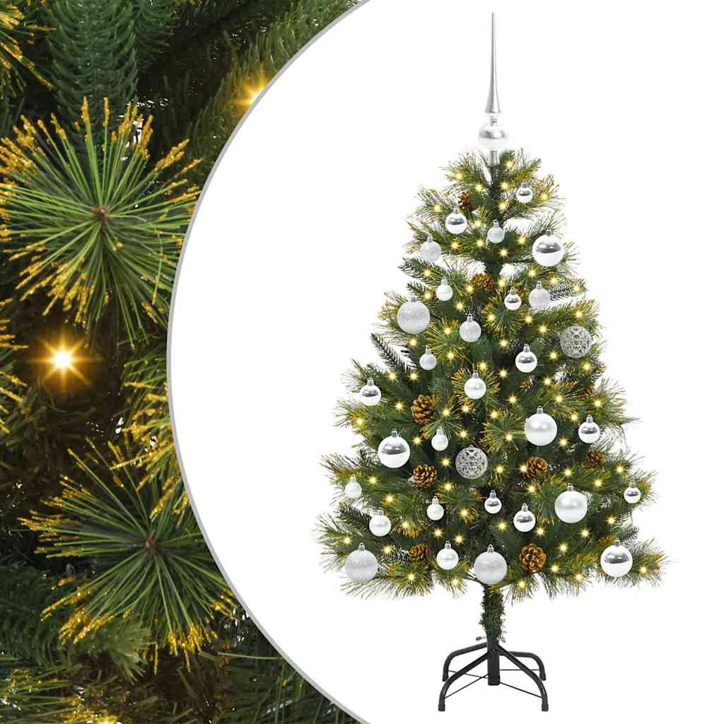 Albero di Natale artificiale pieghevole con coni Verde 120 cm